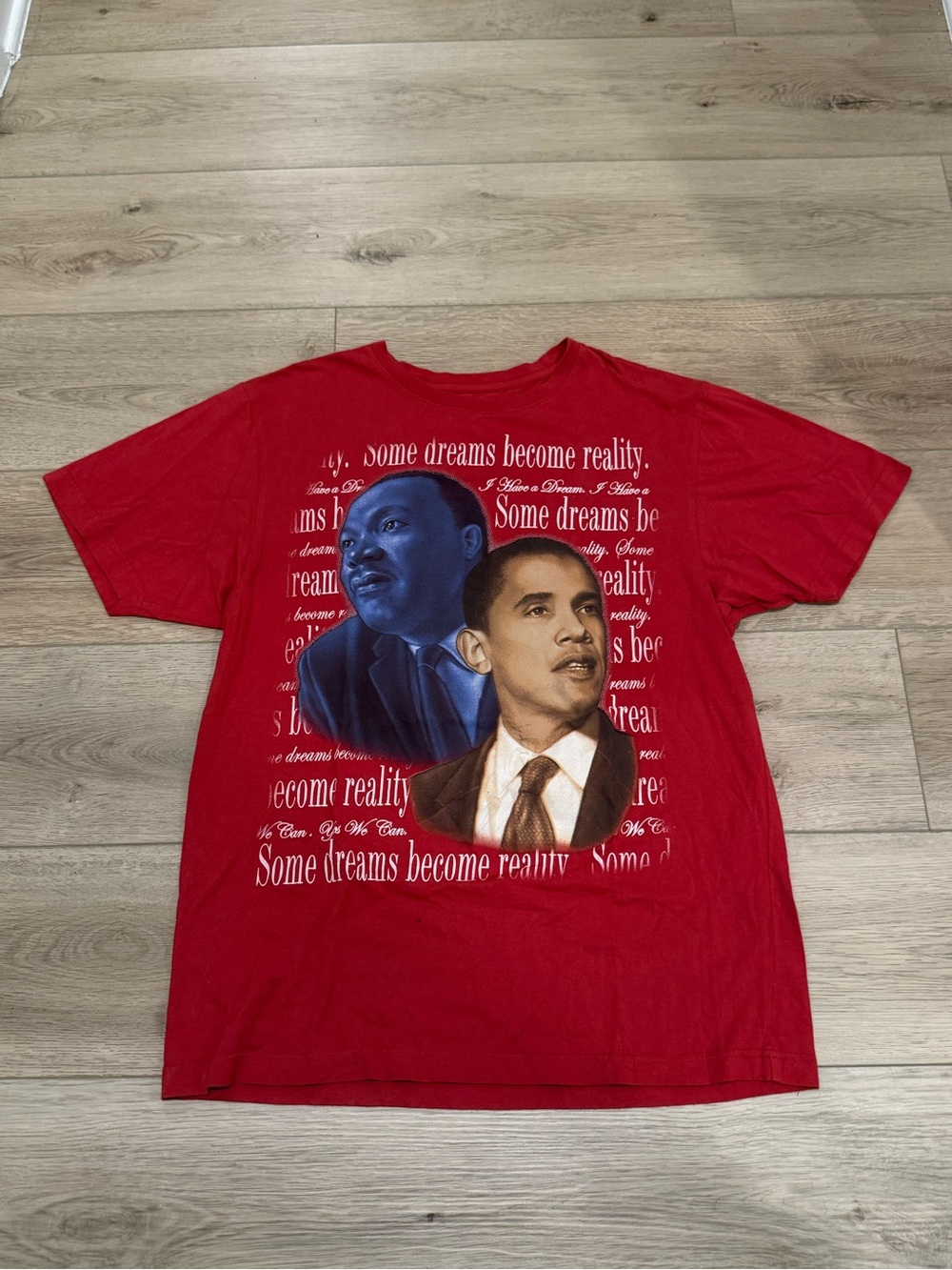 VTG Barack Obama MLK T-Shirt Men’s XL Red Cotton Martin Luther King, Jr. Dream
